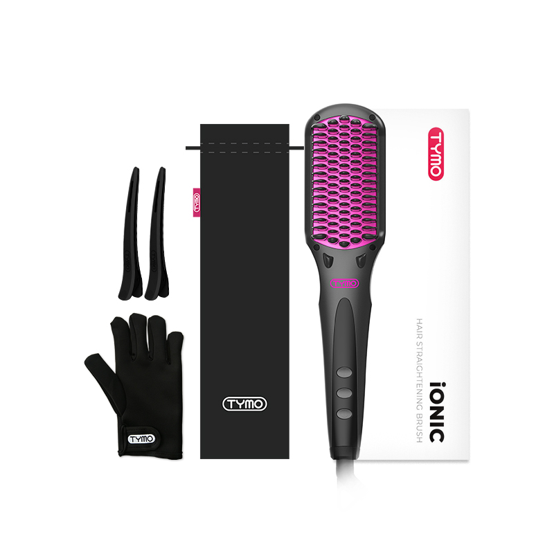 

Расческа HC101 Ion Combs для укладки и объема, двойного назначения для выпрямления и завивки внутрь TYMO, 2 negative ion wiкрасный hair straightening brush (classic черный)