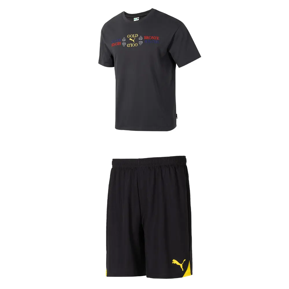 

Повседневная спортивная одежда для мужчин, черный + черный желтый Puma, желтый