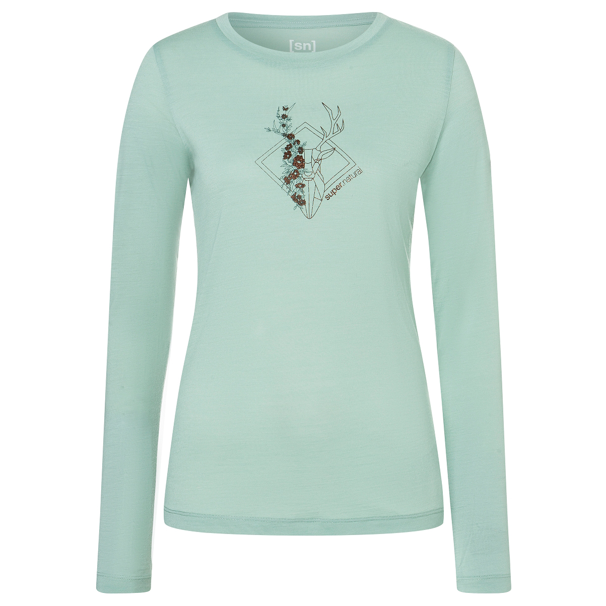 

Лонгслив Super.Natural Deer Art L/S, цвет Light Jade/Balsam Green/Copper