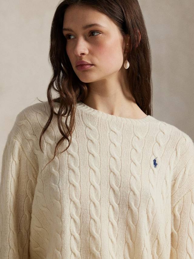Джемпер Polo Julianna из шерсти кабельной вязки Ralph Lauren, Cream — фото 2