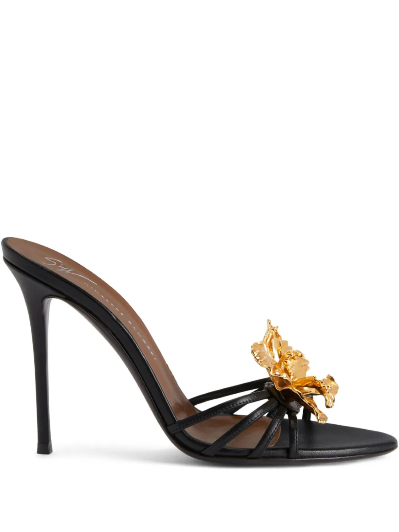 Мюли с цветочной аппликацией Giuseppe Zanotti, черный