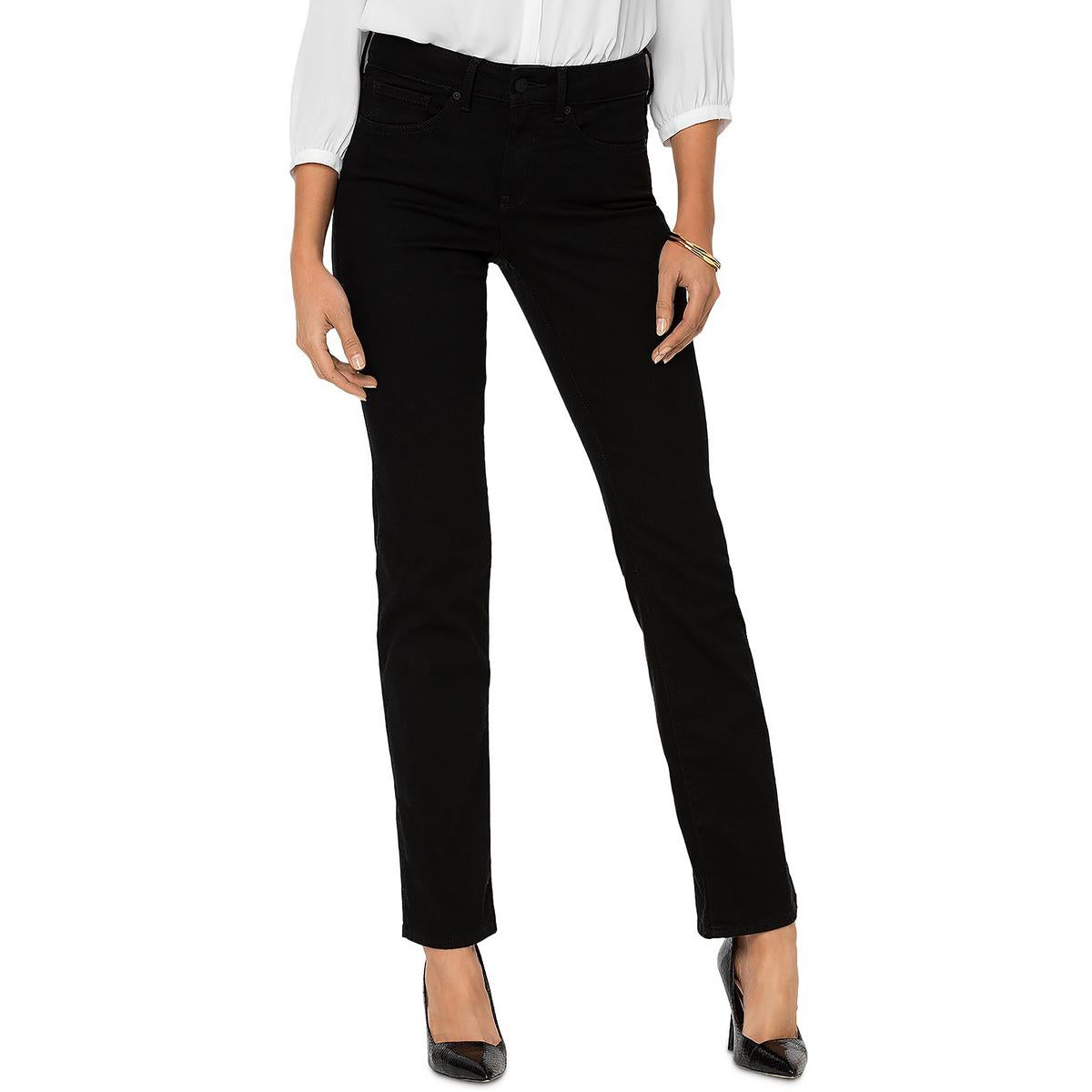 

Джинсы Marilyn Womens Lift Tuck Technology с прямыми штанинами из хлопка NYDJ, черный