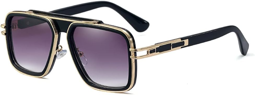 

Модные ретро-солнцезащитные очки для мужчин и женщин в винтажном стиле 70-х годов, итальянская мода, квадратные металлические очки Freckles Mark, Gradient Grey Lens / Black Frame