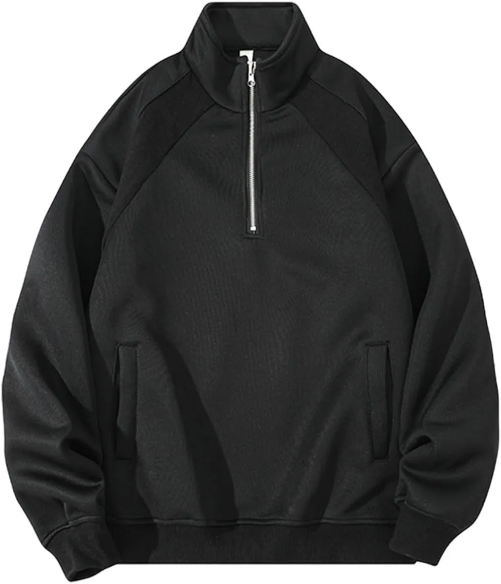 

Мужской пуловер с четвертью молнии и воротником-стойкой, легкий, с длинными рукавами