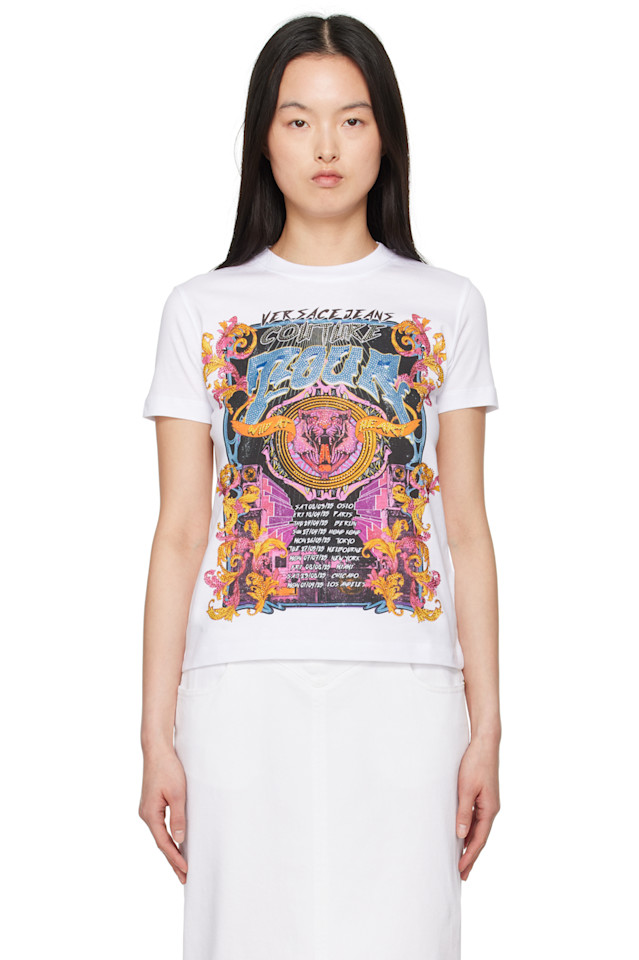 

Футболка с логотипом Crystal Tour Versace Jeans Couture, белый