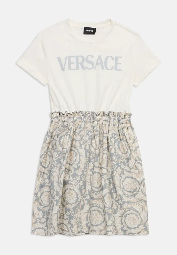 Платье barocco, детское платье с логотипом, трикотажное платье Versace, Bianco/Concrete Bone — фото 3