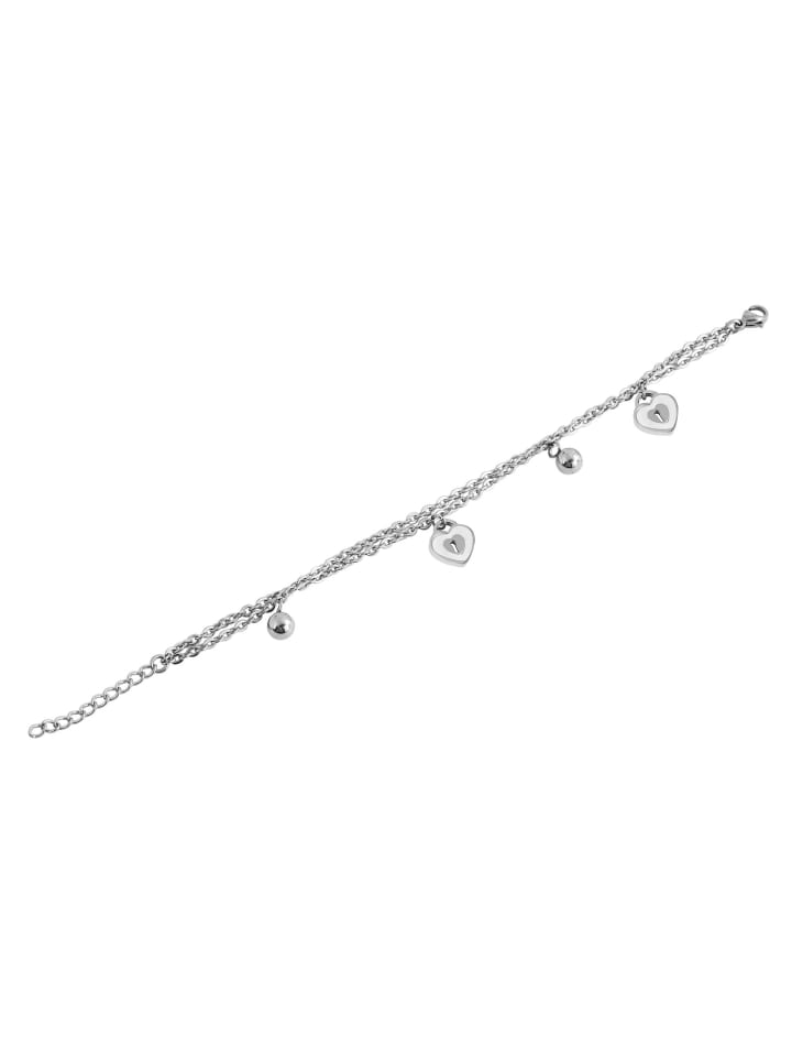 

Adeliás Женский браслет в форме сердца из нержавеющей стали, 17 см, серебристый