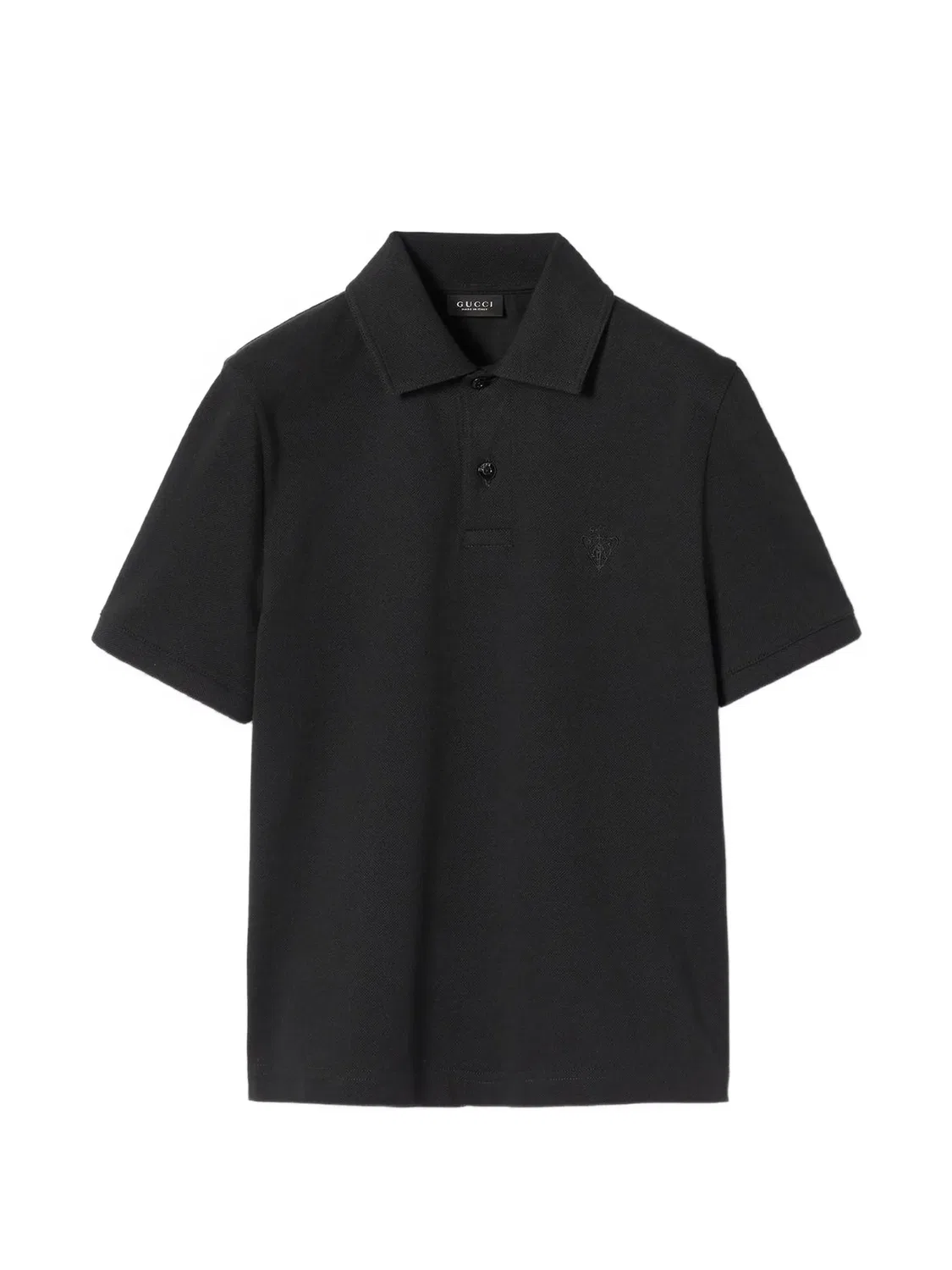 Рубашка Gucci с вышивкой, короткие рукава, воротник поло, черный