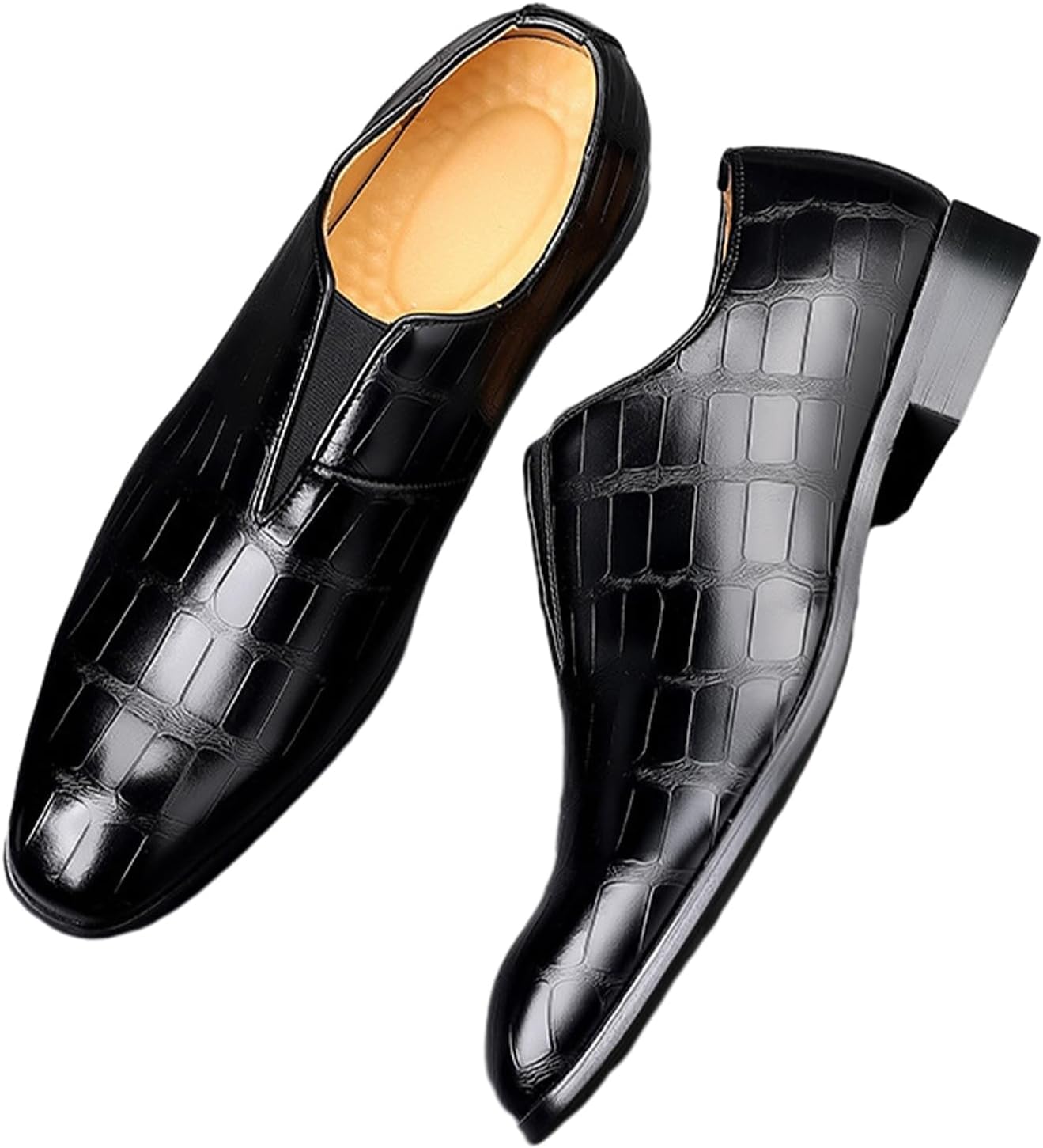 

Мужские кожаные слипоны с каменным рисунком, повседневные туфли-лоферы с заостренным носком, низкие оксфорды с эластичной вставкой, формальные свадебные туфли, роскошная обувь под смокинг Galonfulty, черный