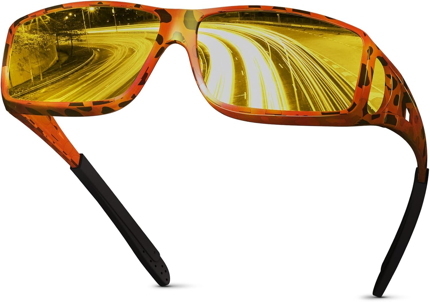 

Очки для вождения в ночное время для мужчин и женщин, надеваются поверх солнцезащитных очков, поляризованные, с защитой от бликов, HD-очки ночного видения FIONOFY, F07 Leopard/ Yellow Night Vision Lens