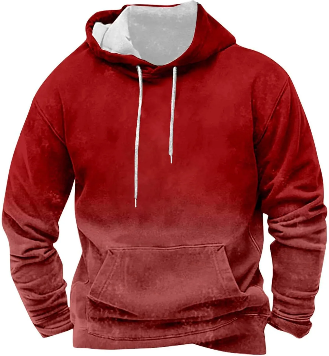 

Мужской худи с капюшоном на молнии, с длинным рукавом, в градиентном цвете и карманом-кенгуру QUNPIU