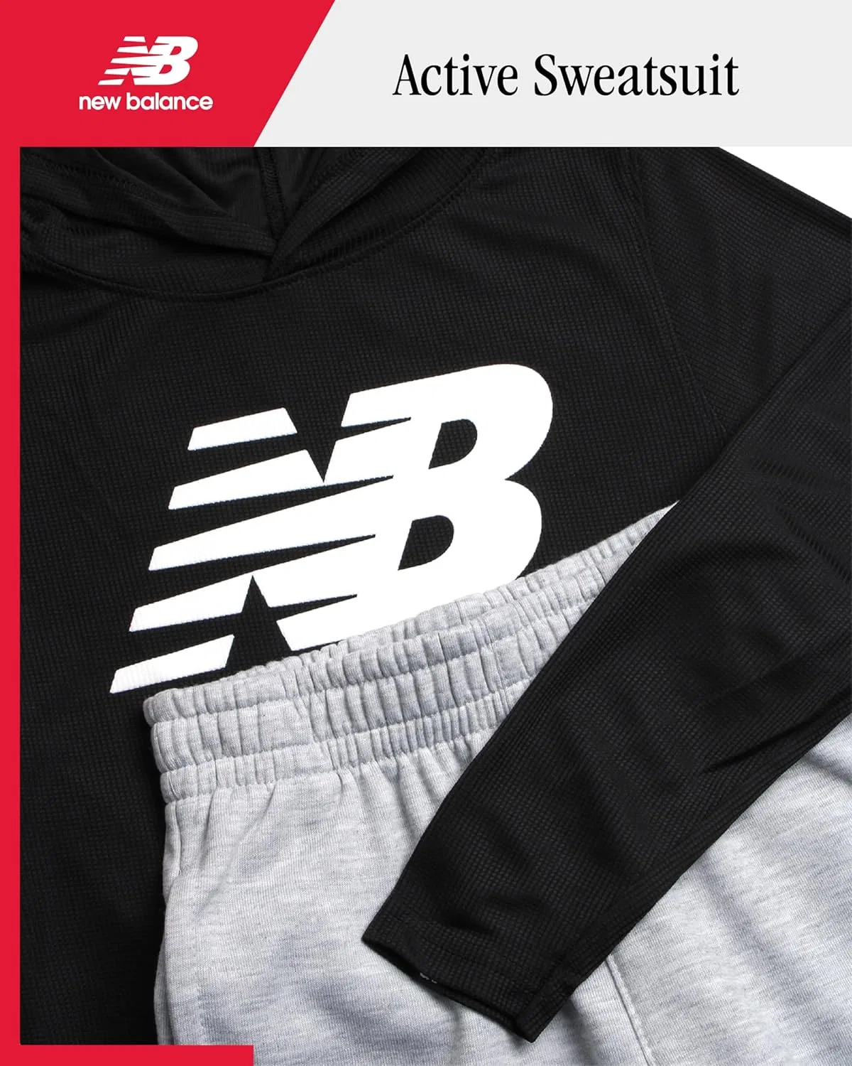Детский спортивный костюм из вафельного трикотажа New Balance, черный — фото 2