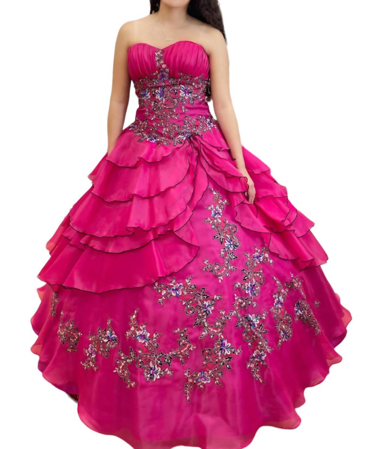 

Платье Quinceañera с открытыми плечами в цвете фуксия/мульти Mary's Bridal