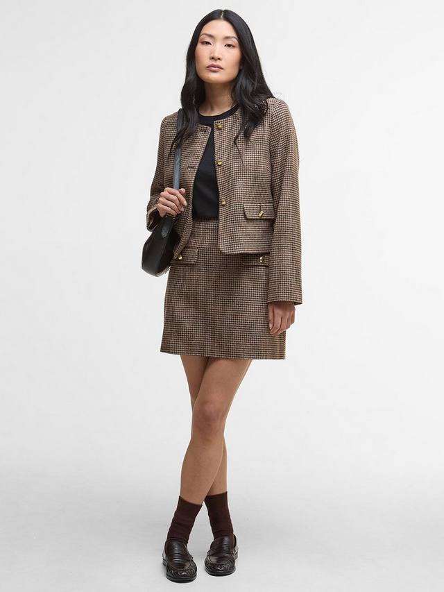 

Мини-юбка Sophia Check из мериносовой шерсти Barbour, Brown