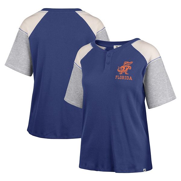 

Женская футболка '47 Royal Florida Gators Underline Harvey Colorblock Raglan Henley 47 Brand