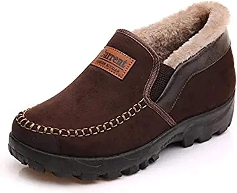 Мокасины для мужчин Asifn, тапочки с эффектом памяти, с меховой подкладкой, для дома и улицы, зимние, темно-коричневый