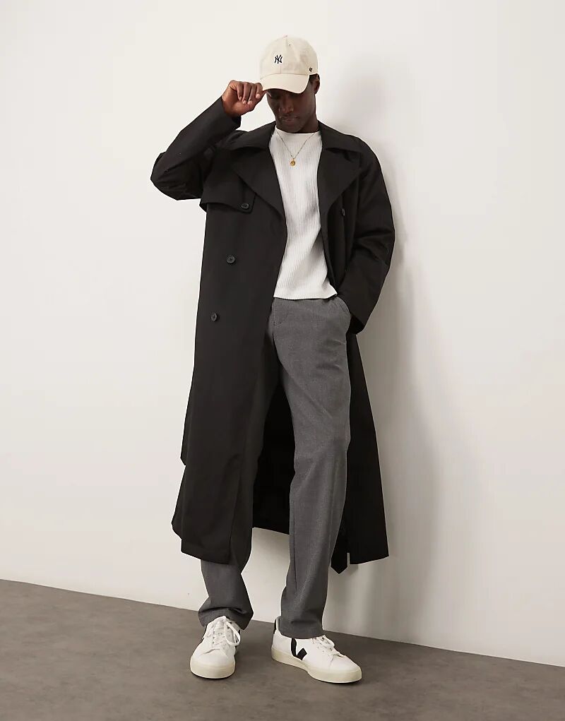 

Тренчкот свободного покроя черного цвета ASOS DESIGN