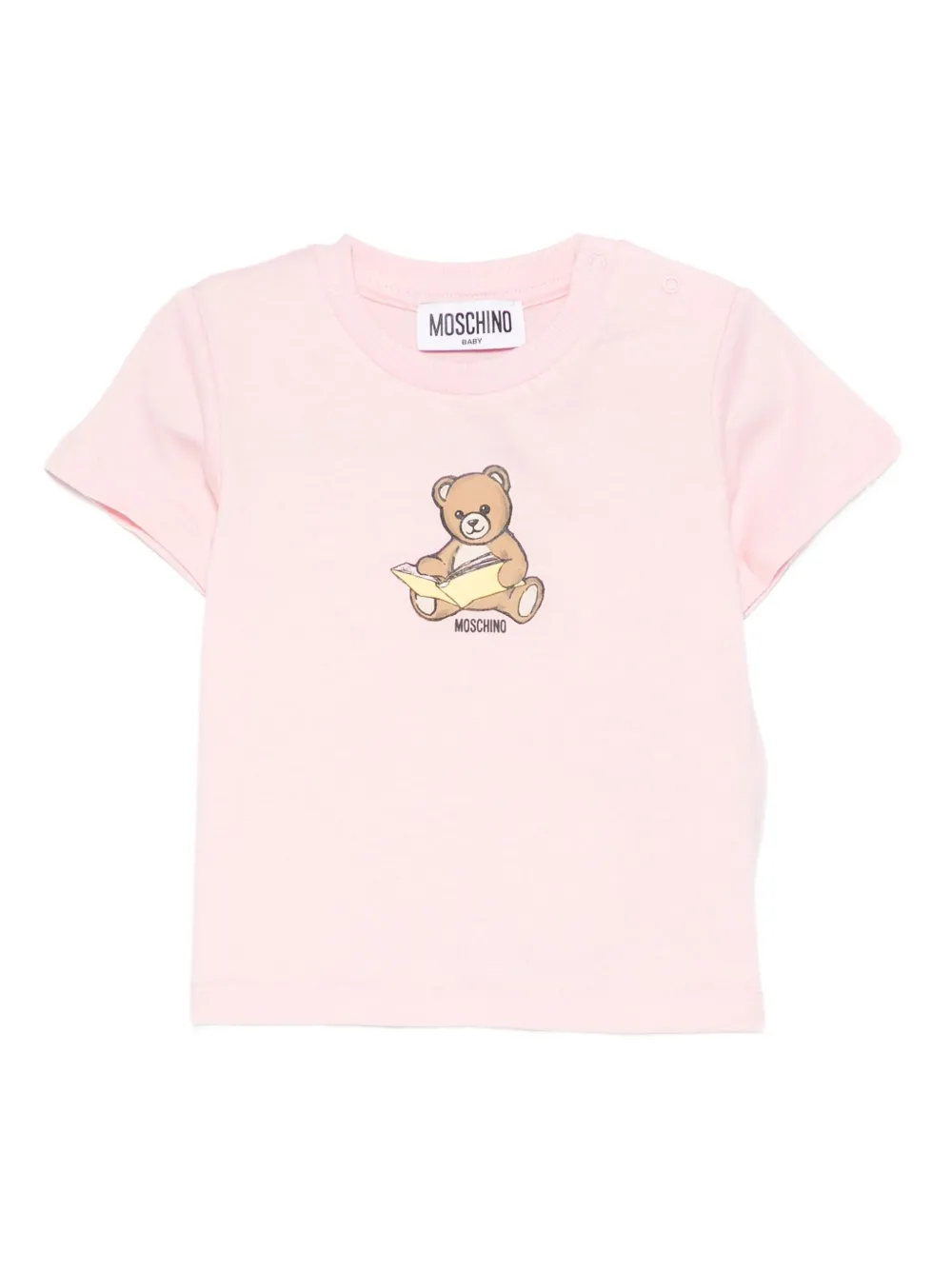 

Футболка с принтом плюшевого мишки Moschino Kids, розовый
