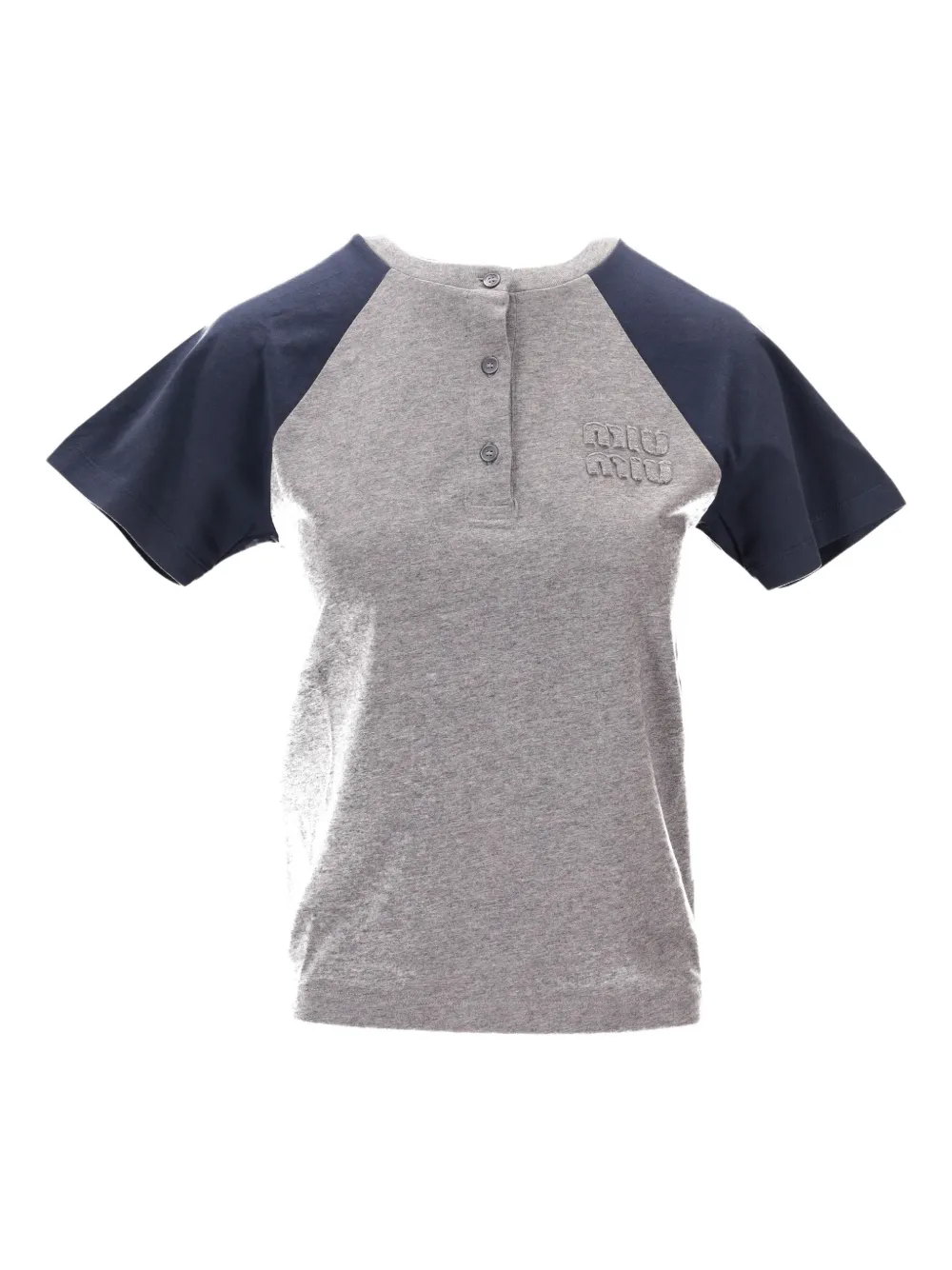 

Футболка на пуговицах с рукавом реглан Miu Miu, серый