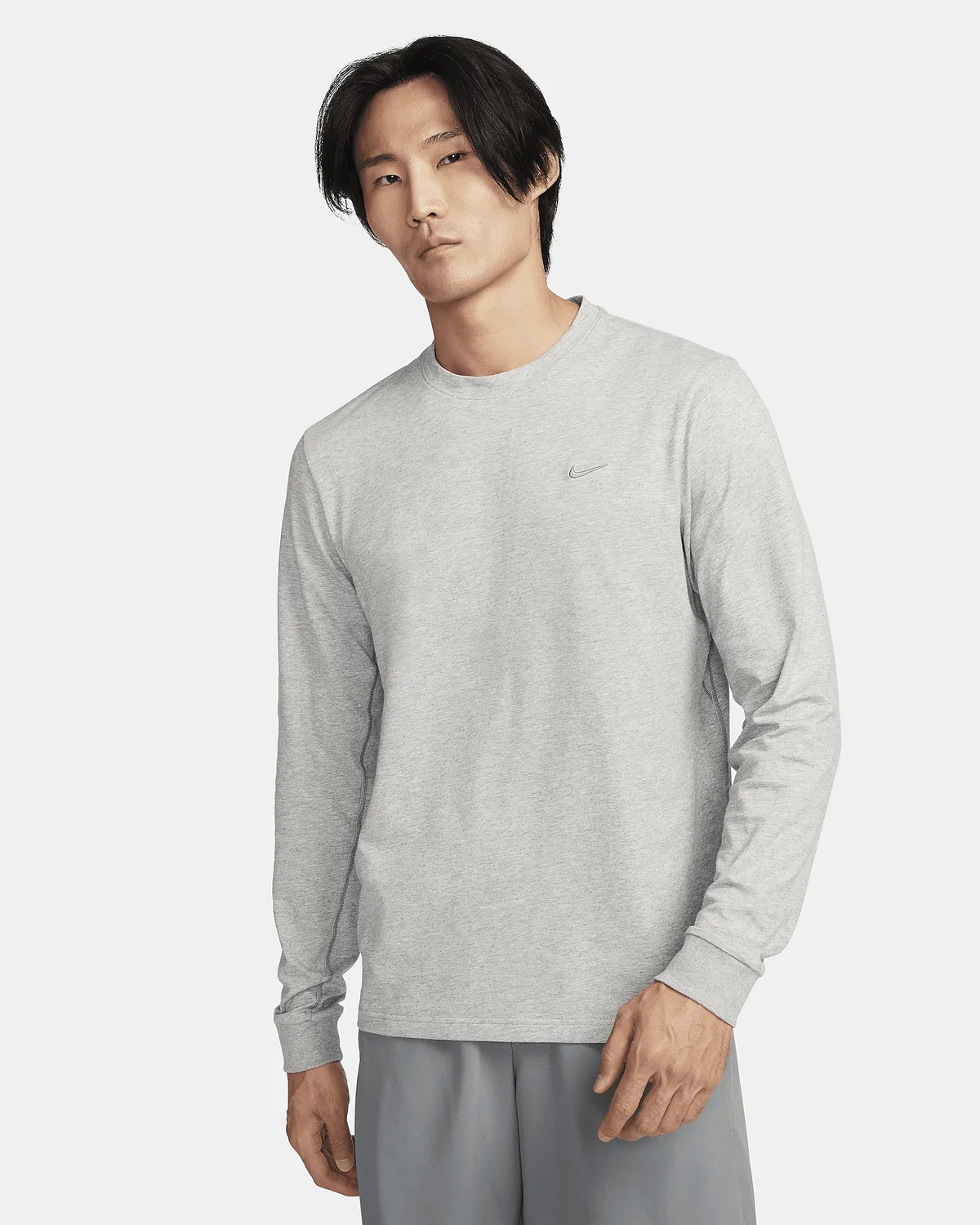 Мужская длинная футболка Dri-FIT Versatile Top Nike Primary, Dark Grey Heather/Heather/Smoke Grey