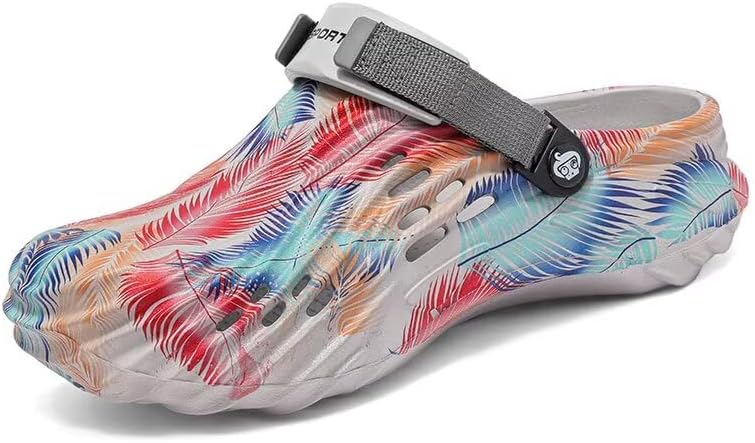 

Мужские сабо - легкие с отверстиями из EVA с регулируемым ремешком на пятке и противоскользящей подошвой - для сада, пляжа, бассейна и повседневной носки Lewhosy, серый