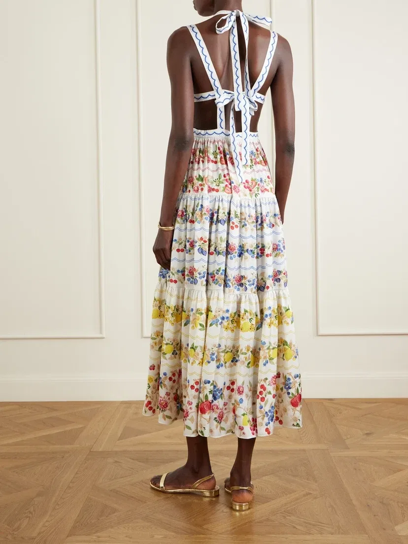 Длинное платье Sophia из тканого материала с цветочным принтом Mary Katrantzou, мультицвет — фото 3