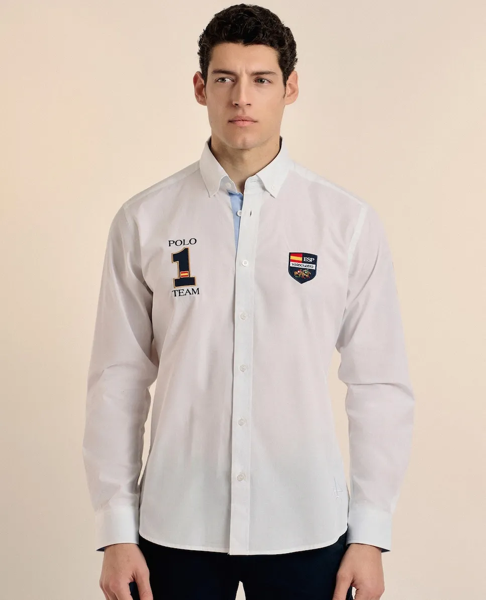 

Классическая мужская рубашка из поплина с мультипринтом Valecuatro, белый