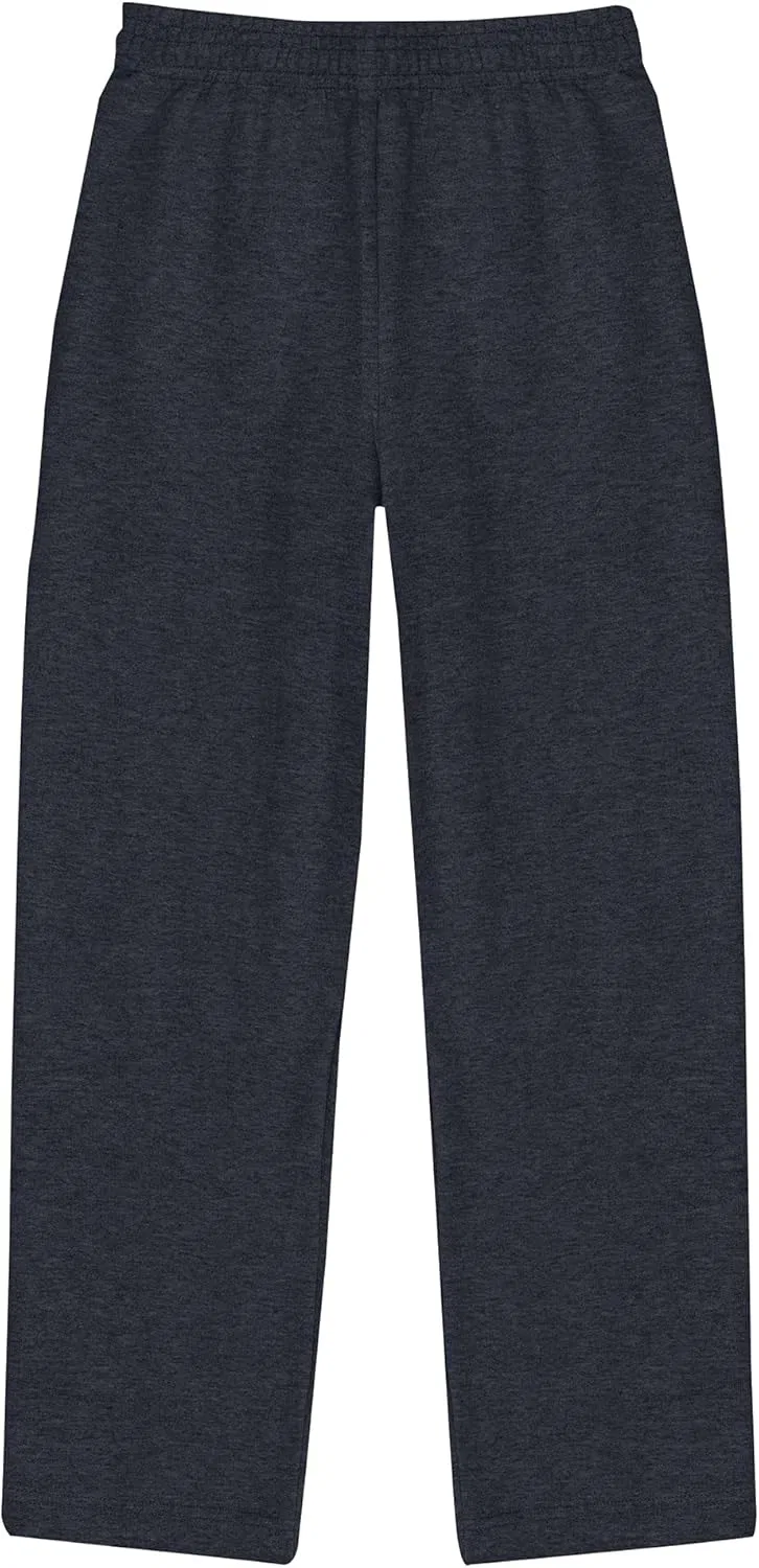 Детские спортивные штаны Hanes EcoSmart с открытыми штанинами, из флиса средней плотности с карманами, Slate Heather — фото 2