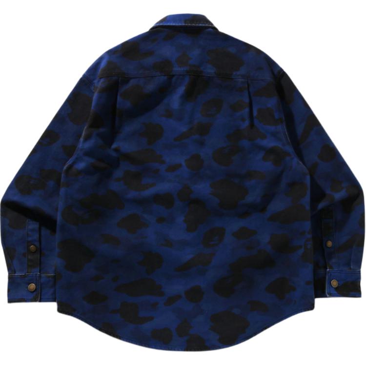 SS26 Рубашка мужская с лацканом в стиле умеренного рабочего A BATHING APE, marine синий — фото 2
