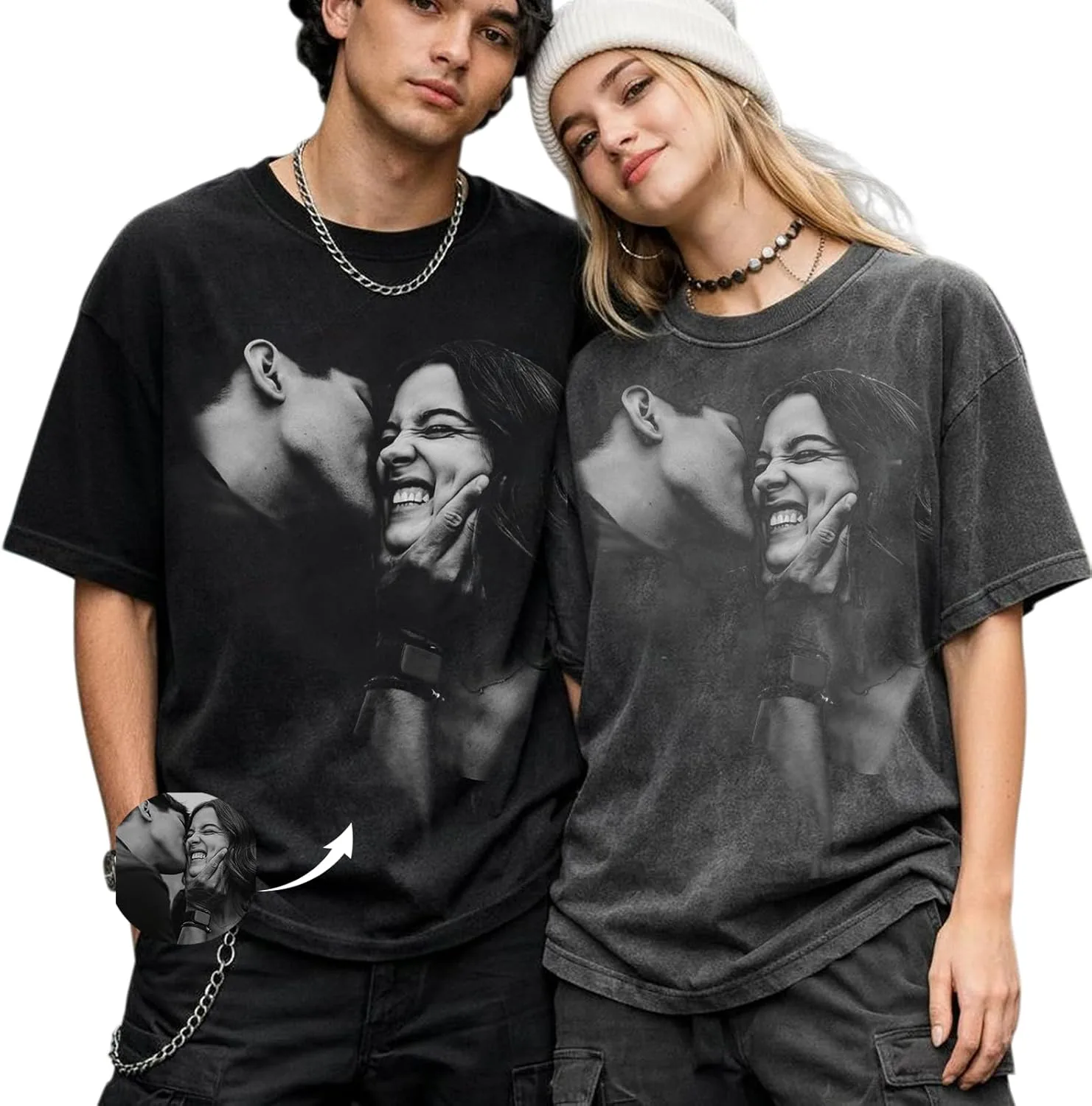 

Футболка NAZENTI Custom Face Bootleg Rap для пары, персонализированный подарок на День святого Валентина