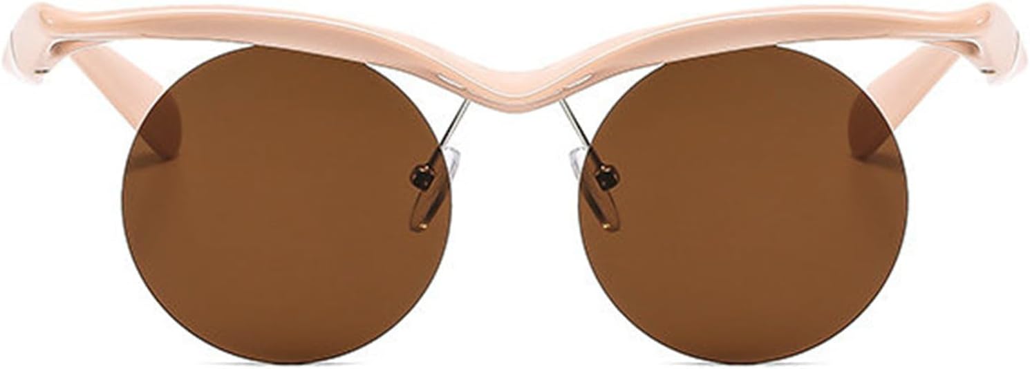 

Солнцезащитные очки Willochra в маленькой круглой оправе в стиле панк для женщин и мужчин, роскошные винтажные солнцезащитные очки без оправы для женщин, защита от УФ-излучения UV400, Khaki Brown