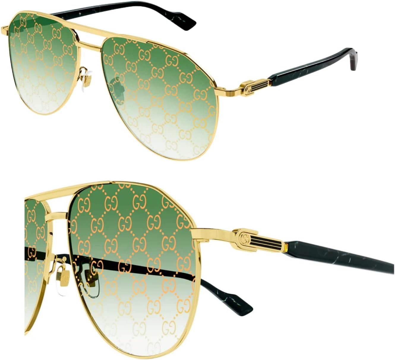 

Мужские неполяризованные солнцезащитные очки Gucci GG1220S с лазерной гравировкой логотипа GG – в комплекте роскошный набор для очков – золотая оправа с зелеными линзами