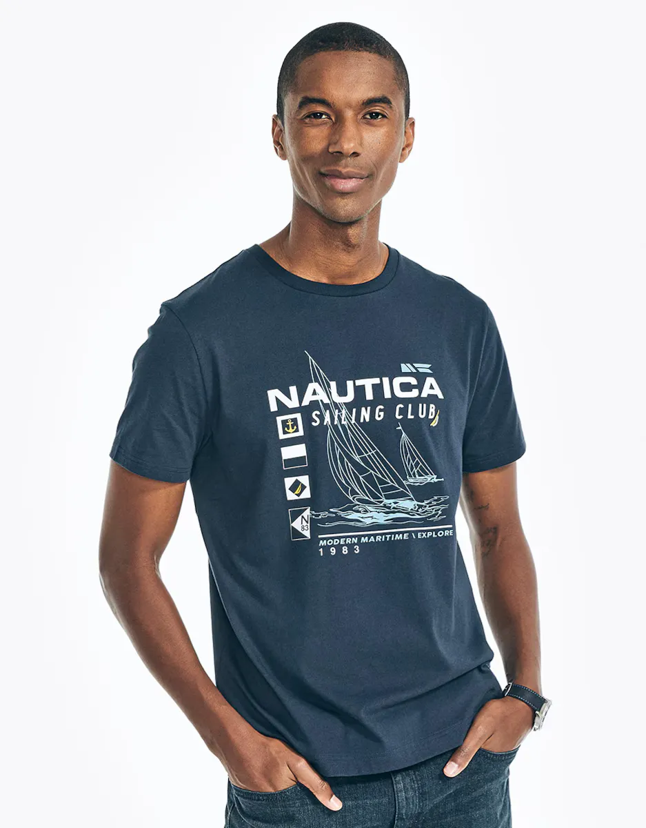 

Мужская хлопковая футболка с коротким рукавом Nautica, синий