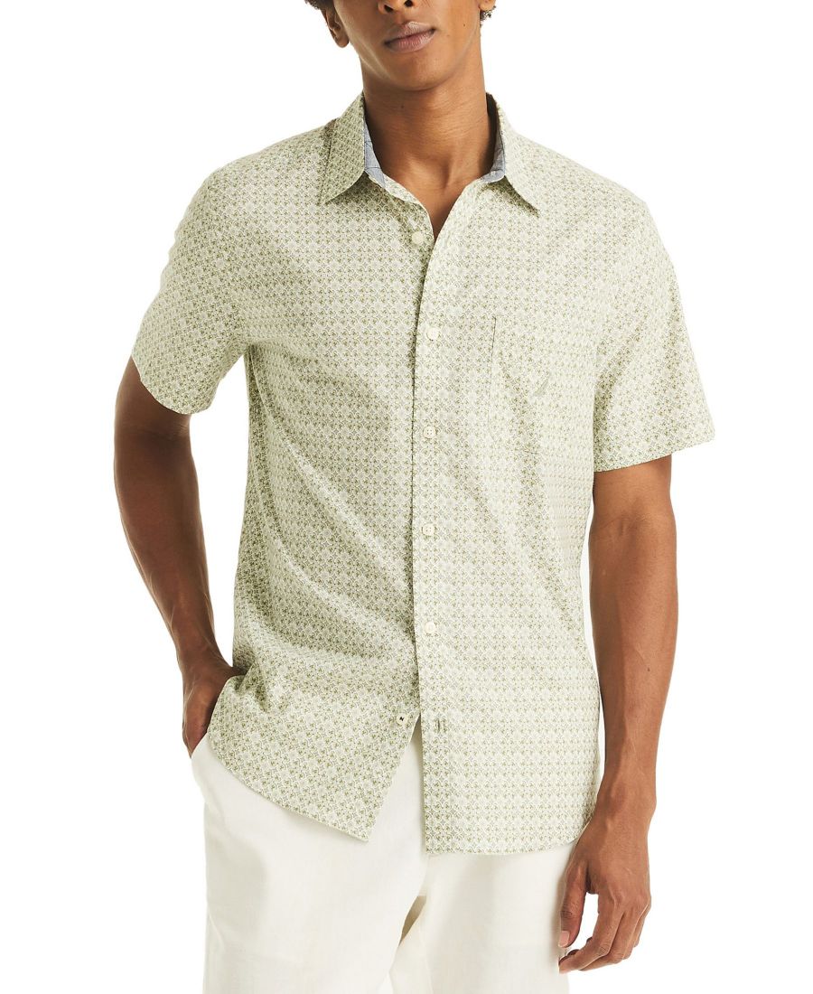 

Мужская рубашка с коротким рукавом и принтом Nautica, Sail White