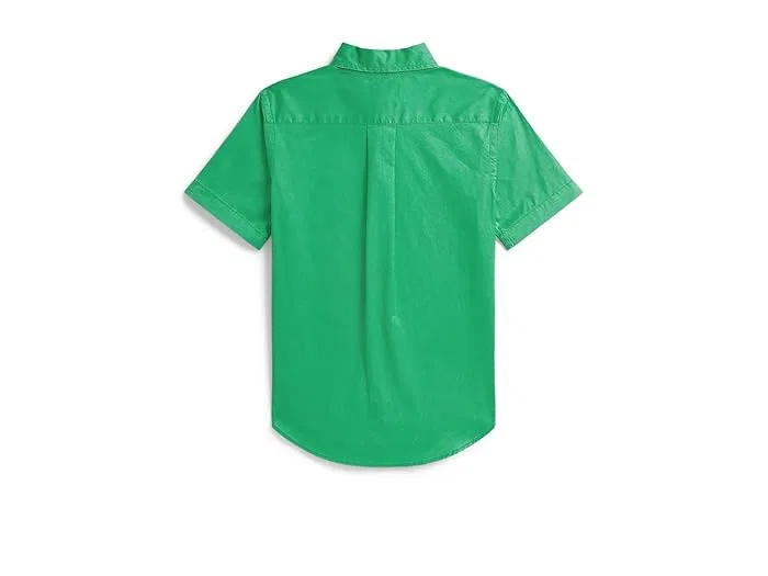 Рубашка хлопковая Cotton Twill Short Sleeve Shirt Polo Ralph Lauren Kids, Summer Emerald — фото 2