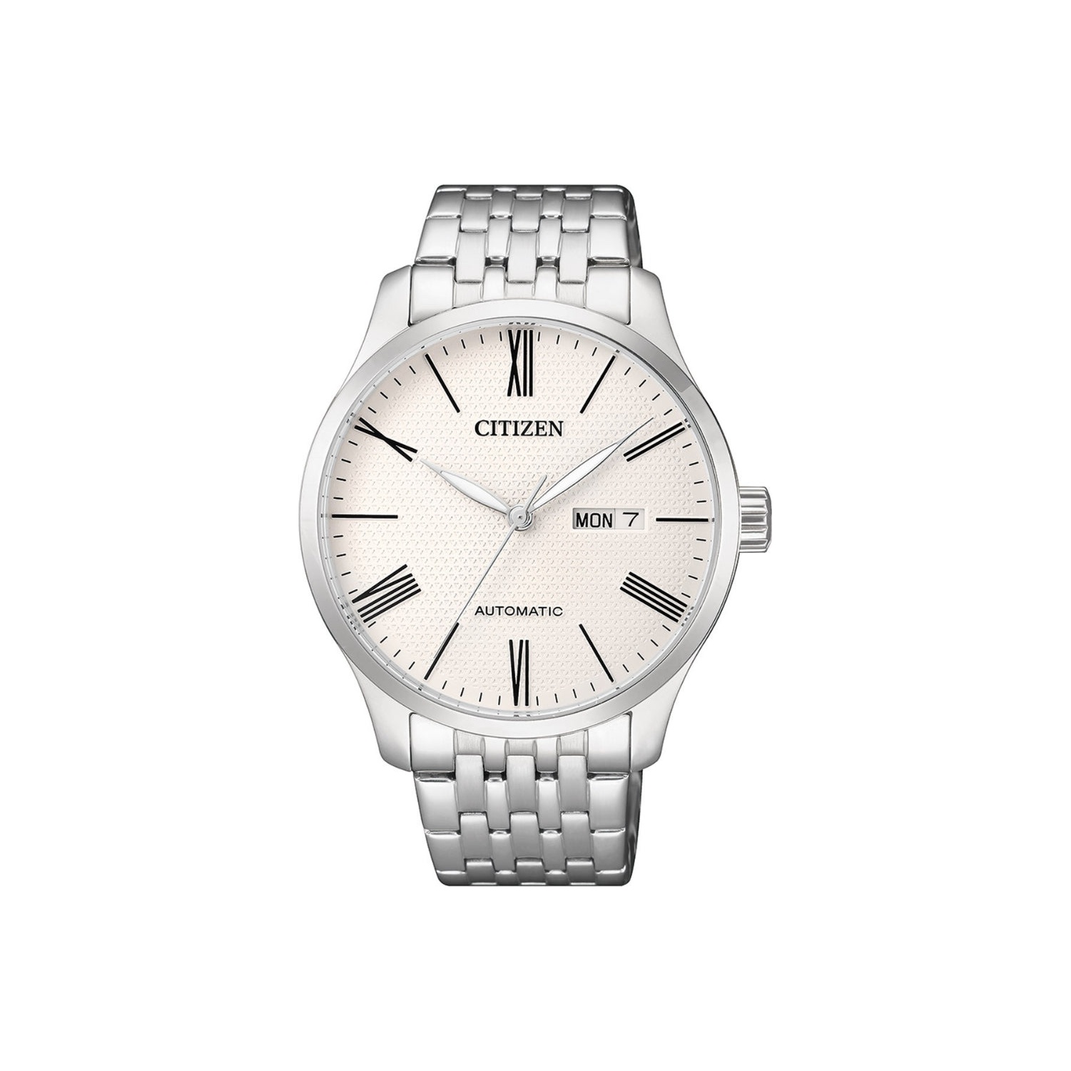 

CITIZEN Часы Classic Mechanical Automatic Mechanical Movement Stainless Steel Strap Watch Men's Watch White Dial, Ivory White Watch Dial