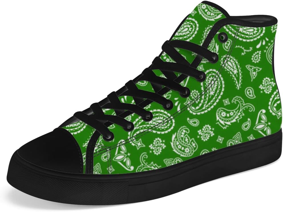 

Кеды Chebing Paisley с высоким верхом из канвы для мужчин и женщин, высокие кроссовки на шнуровке, повседневная обувь, подарок для папы и мамы, 617 Green