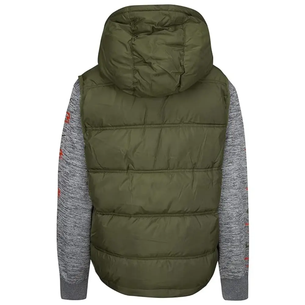 Детская куртка 3Brand x Nike Pregame, зеленая, с длинными рукавами, капюшоном и полной застежкой-молнией, RED107 — фото 2