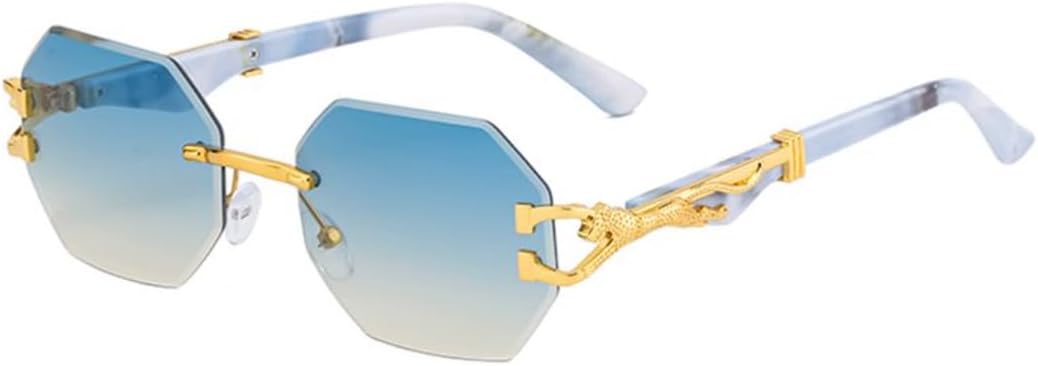 

Солнцезащитные очки Polygon без оправы для мужчин и женщин, роскошная панк-оправа с металлическим каркасом, защита от УФ-излучения UV400 для использования на открытом воздухе UATXTAU, C5bluebrown