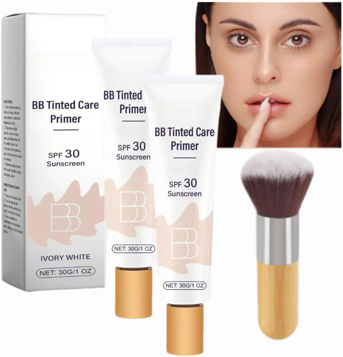 BB-крем с SPF 30, увлажняющий, Generic, 2 шт., слоновая кость