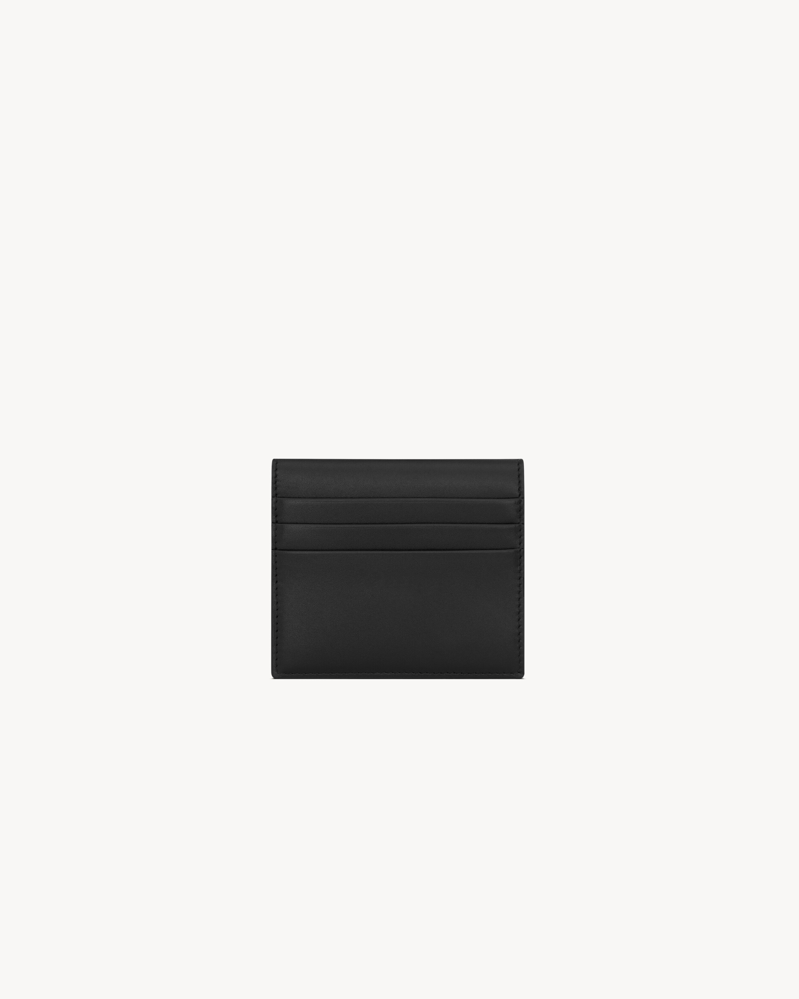 Обратимый кардхолдер SAINT LAURENT PARIS из гладкой кожи, черный — фото 2