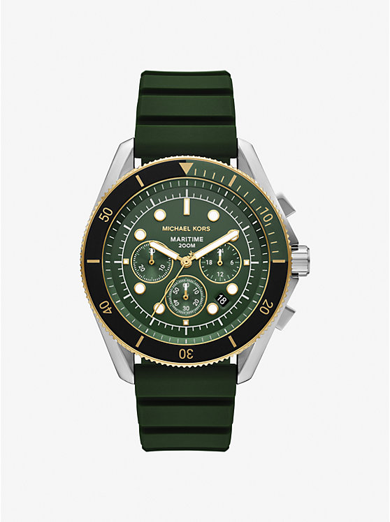

Большие морские двухцветные часы из силикона Michael Kors, зеленый