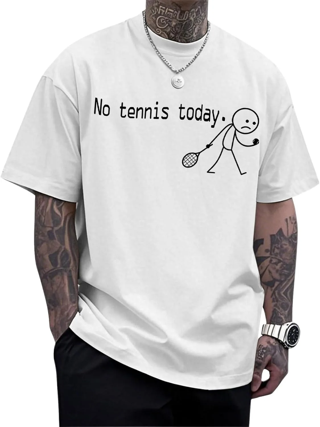 Футболка Funny Tshirts Men Sad Man Tennis Player, оверсайз, хлопок
