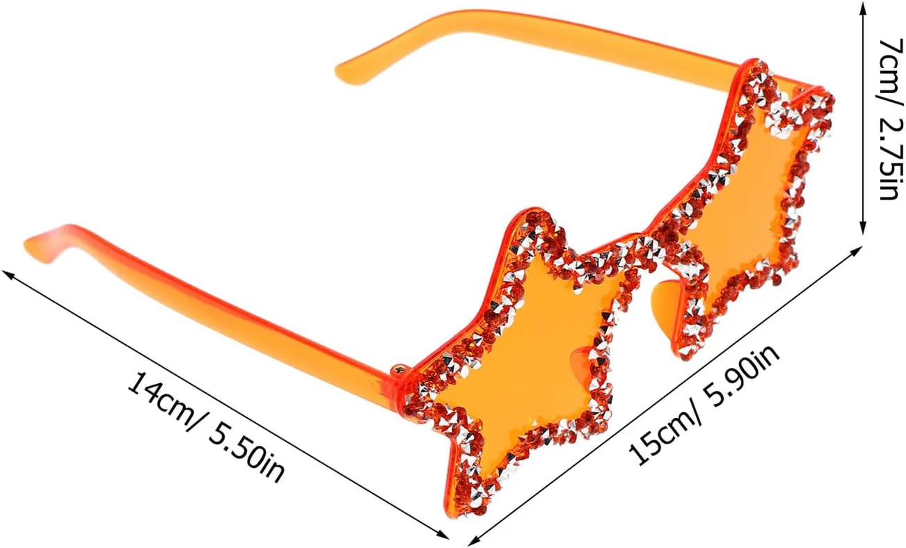 

Солнцезащитные очки без оправы в форме звезды со стразами, стильные очки конфетных цветов для подростков, оранжево-желтые очки для женщин HEALEEP, Orange