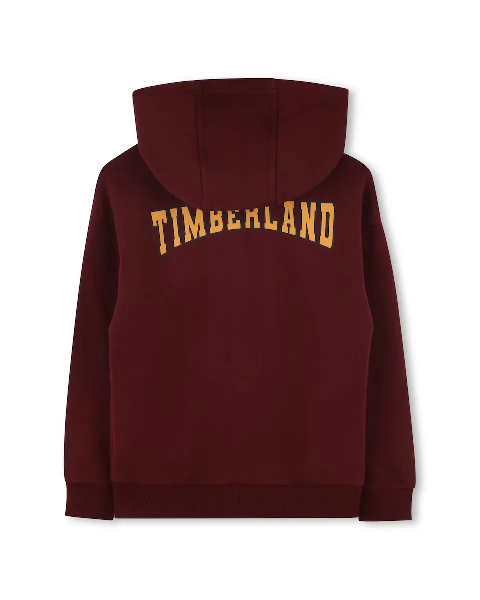 

Толстовка для мальчика на молнии с капюшоном и логотипом на спине Timberland, бордовый