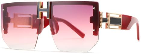 

Большие солнцезащитные очки без оправы для женщин и мужчин, модные винтажные квадратные солнцезащитные очки с плоской верхней частью, защита от УФ-излучения UV400 MTZJH, C4