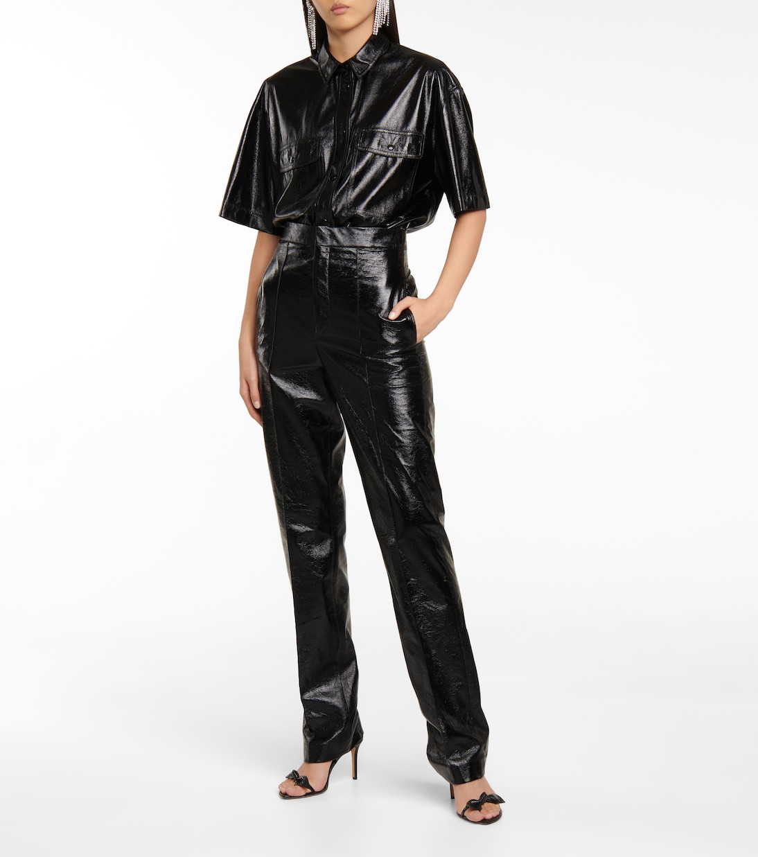Рубашка из искусственной кожи Gilina Isabel Marant, черный — фото 2