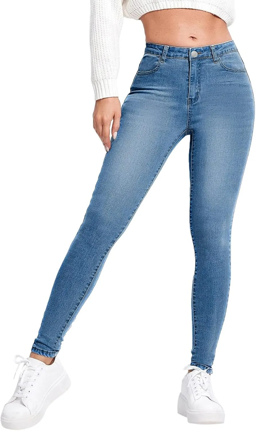 

Женские джинсы-брюки slim high waist blue denim