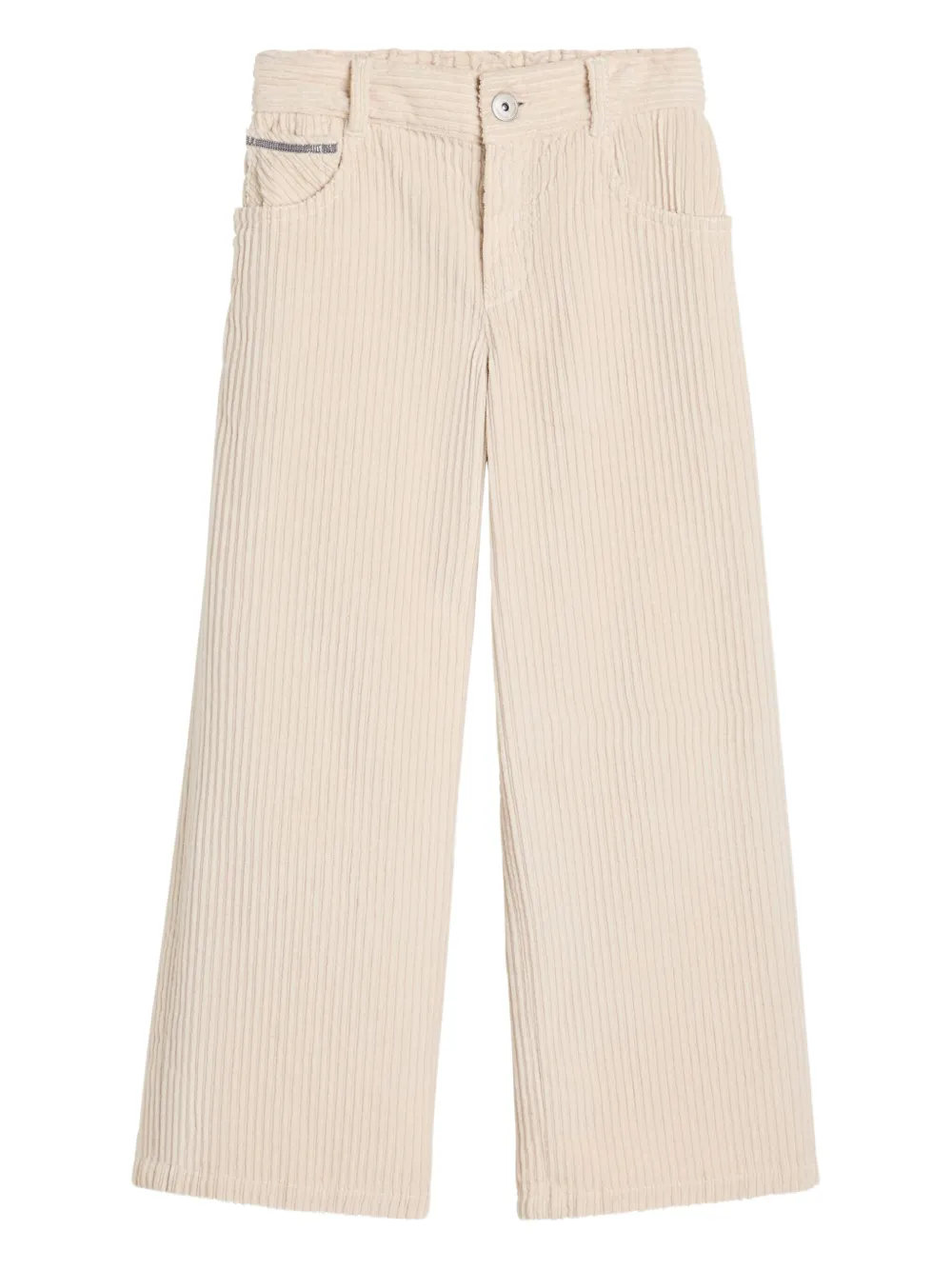

Вельветовые брюки А-силуэта Brunello Cucinelli Kids, нейтральный