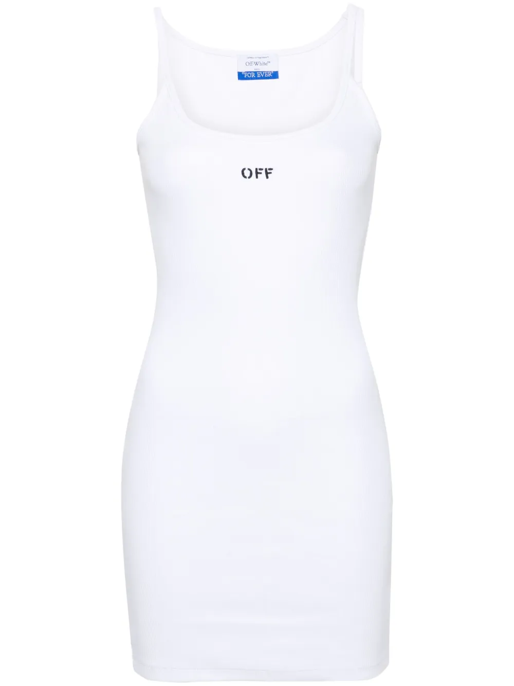 

Платье мини в рубчик с логотипом OFF-WHITE, белый